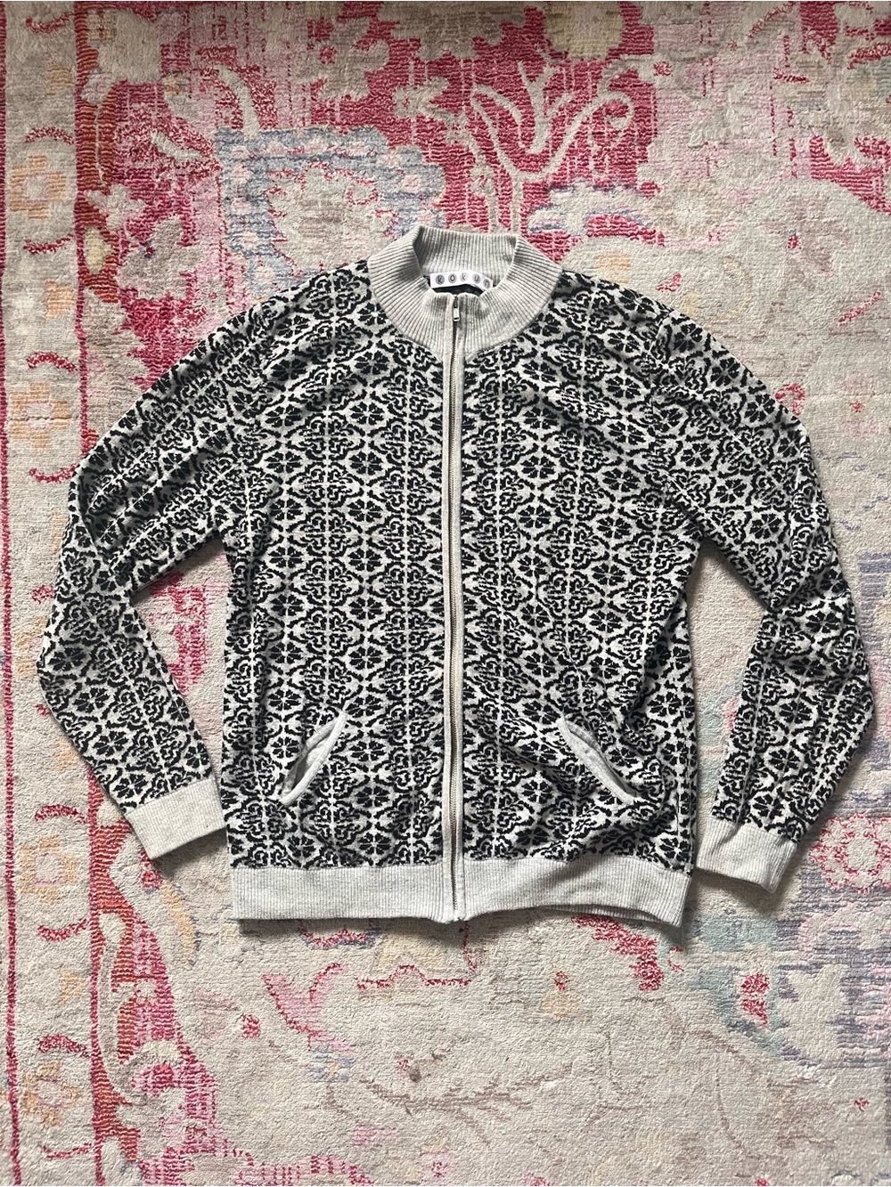 Kokun cashmere zip up cardigan sweater